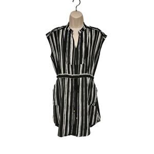 Haute Monde Mock Neck Striped Black/White Dress Size Large